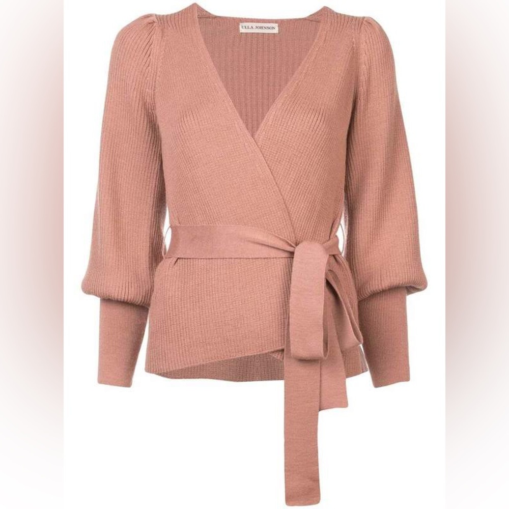 Ulla Johnson Lyra Wrap Sweater Petite Alpaca Silk Mauve Balloon Sleeve Knit